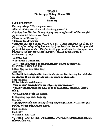 Kế hoạch bài dạy các môn Khối 1 - Tuần 9 - Năm học 2022-2023 - Đậu Thị Tuyết Mai