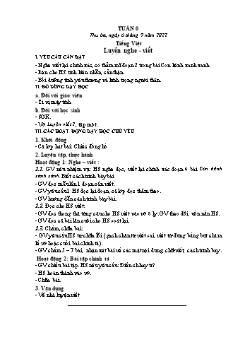 Kế hoạch bài dạy các môn Khối 3 - Tuần 0 - Năm học 2022-2023 - Lê Thị Hương Giang