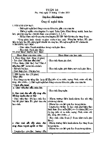 Kế hoạch bài dạy các môn Khối 3 - Tuần 16 - Năm học 2021-2022 - Phan Thị Thu Hằng