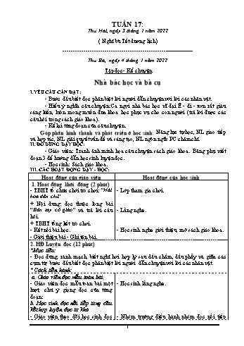 Kế hoạch bài dạy các môn Khối 3 - Tuần 17 - Năm học 2021-2022 - Phan Thị Thu Hằng