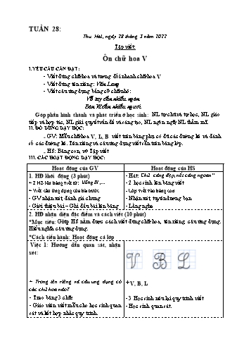 Kế hoạch bài dạy các môn Khối 3 - Tuần 28 - Năm học 2021-2022 - Phan Thị Thu Hằng Kế hoạch bài dạy các môn Khối 3 - Tuần 28 - Năm học 2021-2022 - Phan Thị Thu Hằng