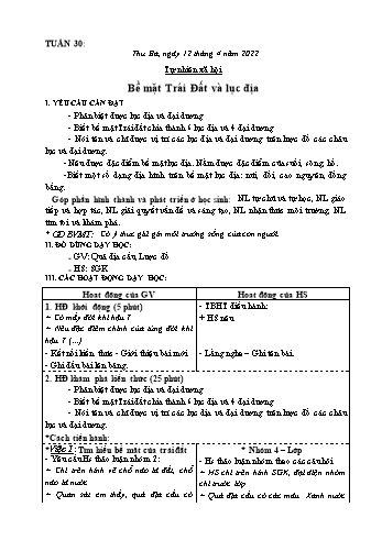 Kế hoạch bài dạy các môn Khối 3 - Tuần 30 - Năm học 2021-2022 - Phan Thị Thu Hằng Kế hoạch bài dạy các môn Khối 3 - Tuần 30 - Năm học 2021-2022 - Phan Thị Thu Hằng