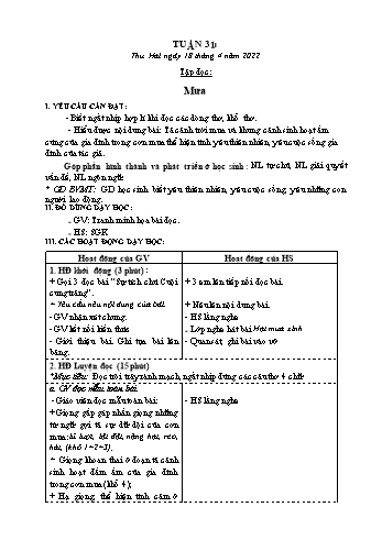 Kế hoạch bài dạy các môn Khối 3 - Tuần 31 - Năm học 2021-2022 - Phan Thị Thu Hằng