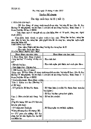 Kế hoạch bài dạy các môn Khối 3 - Tuần 32 - Năm học 2021-2022 - Phan Thị Thu Hằng