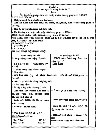 Kế hoạch bài dạy các môn Khối 4 - Tuần 0 - Năm học 2022-2023 - Hà Thị Minh Xuyến