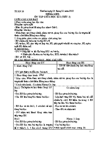 Kế hoạch bài dạy các môn Khối 4 - Tuần 10 - Năm học 2022-2023 - Hà Thị Minh Xuyến