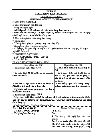 Kế hoạch bài dạy các môn Khối 4 - Tuần 13 - Năm học 2022-2023 - Hà Thị Minh Xuyến