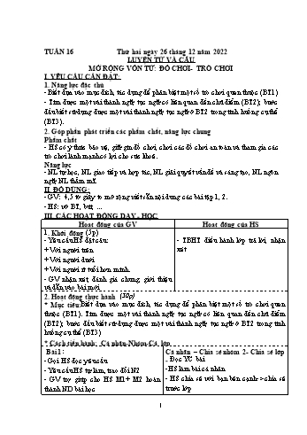 Kế hoạch bài dạy các môn Khối 4 - Tuần 16 - Năm học 2022-2023 - Hà Thị Minh Xuyến