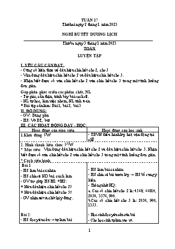 Kế hoạch bài dạy các môn Khối 4 - Tuần 17 - Năm học 2022-2023 - Hà Thị Minh Xuyến