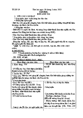 Kế hoạch bài dạy các môn Khối 4 - Tuần 19 - Năm học 2022-2023 - Hà Thị Minh Xuyến