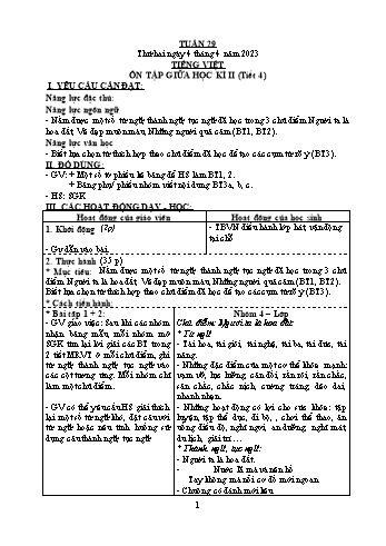 Kế hoạch bài dạy các môn Khối 4 - Tuần 29 - Năm học 2022-2023 - Hà Thị Minh Xuyến