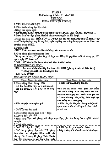 Kế hoạch bài dạy các môn Khối 4 - Tuần 9 - Năm học 2022-2023 - Hà Thị Minh Xuyến