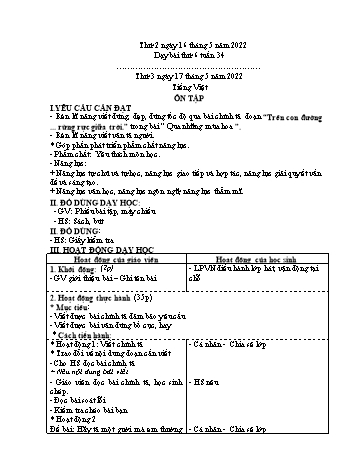 Kế hoạch bài dạy các môn Khối 5 - Tuần 34 - Năm học 2021-2022 - Nguyễn Minh Thúy
