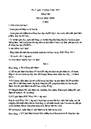 Kế hoạch bài dạy các môn Lớp 1 - Tuần 1 - Năm học 2021-2022 - Trần Thị Thanh Hoa