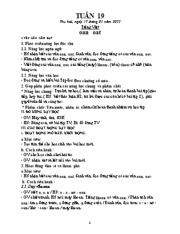 Kế hoạch bài dạy các môn Lớp 1 - Tuần 19 - Năm học 2021-2022 - Trần Thị Thanh Hoa