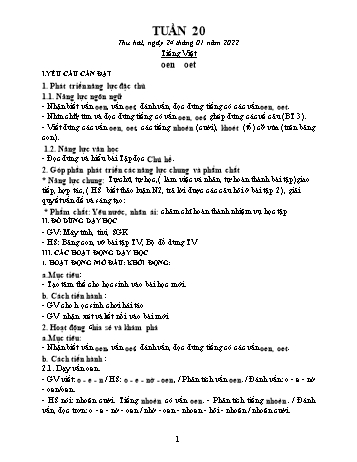 Kế hoạch bài dạy các môn Lớp 1 - Tuần 20 - Năm học 2021-2022 - Trần Thị Thanh Hoa