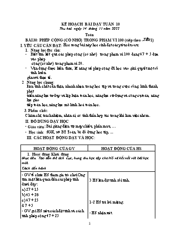 Kế hoạch bài dạy các môn Lớp 2 - Tuần 10 - Năm học 2022-2023 - Nguyễn Thị Minh Thúy