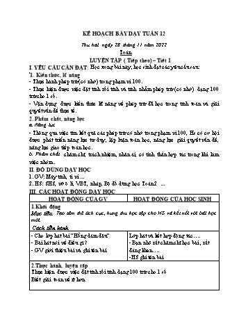 Kế hoạch bài dạy các môn Lớp 2 - Tuần 12 - Năm học 2022-2023 - Lương Thị Lý