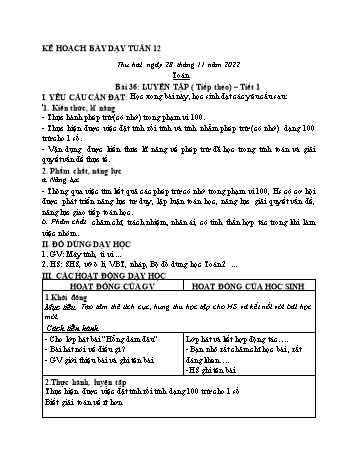 Kế hoạch bài dạy các môn Lớp 2 - Tuần 12 - Năm học 2022-2023 - Nguyễn Thị Minh Thúy