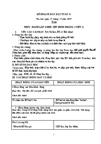 Kế hoạch bài dạy các môn Lớp 2 - Tuần 15 - Năm học 2022-2023 - Lương Thị Lý