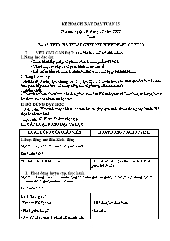 Kế hoạch bài dạy các môn Lớp 2 - Tuần 15 - Năm học 2022-2023 - Nguyễn Thị Minh Thúy