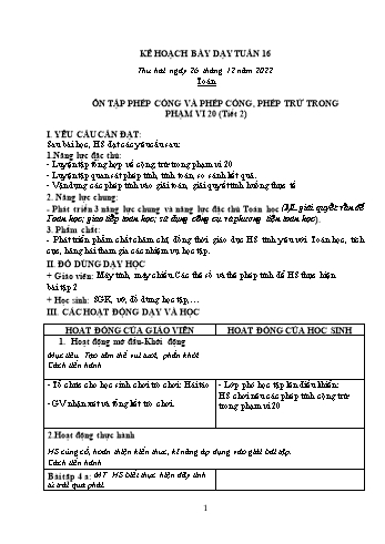 Kế hoạch bài dạy các môn Lớp 2 - Tuần 16 - Năm học 2022-2023 - Lương Thị Lý