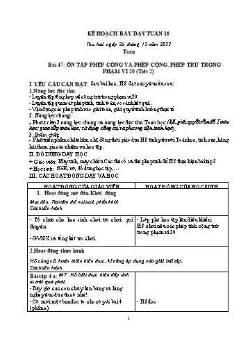 Kế hoạch bài dạy các môn Lớp 2 - Tuần 16 - Năm học 2022-2023 - Nguyễn Thị Minh Thúy