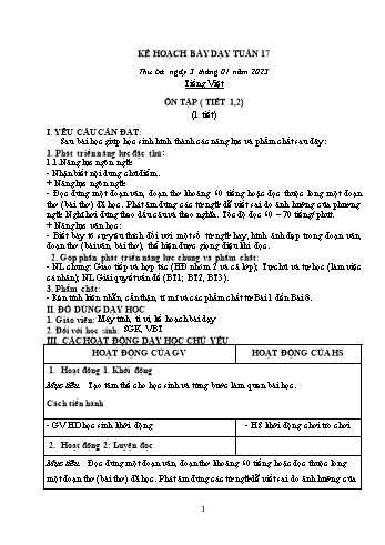 Kế hoạch bài dạy các môn Lớp 2 - Tuần 17 - Năm học 2022-2023 - Nguyễn Thị Minh Thúy