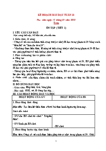 Kế hoạch bài dạy các môn Lớp 2 - Tuần 18 - Năm học 2022-2023 - Lương Thị Lý