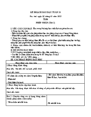 Kế hoạch bài dạy các môn Lớp 2 - Tuần 20 - Năm học 2022-2023 - Lương Thị Lý