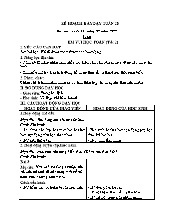 Kế hoạch bài dạy các môn Lớp 2 - Tuần 26 - Năm học 2022-2023 - Lương Thị Lý