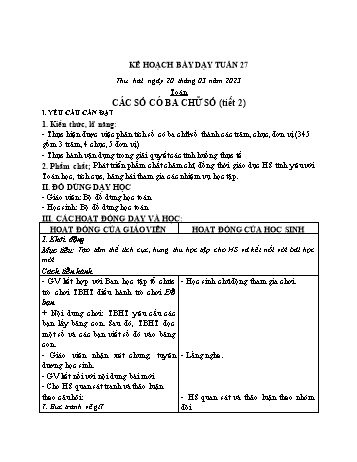 Kế hoạch bài dạy các môn Lớp 2 - Tuần 27 - Năm học 2022-2023 - Lương Thị Lý
