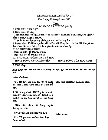 Kế hoạch bài dạy các môn Lớp 2 - Tuần 27 - Năm học 2022-2023 - Nguyễn Thị Minh Thúy
