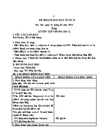 Kế hoạch bài dạy các môn Lớp 2 - Tuần 28 - Năm học 2022-2023 - Lương Thị Lý