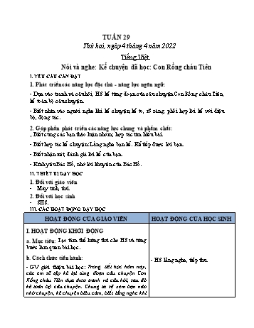 Kế hoạch bài dạy các môn Lớp 2 - Tuần 29 - Năm học 2021-2022 - Cao Thị Huệ