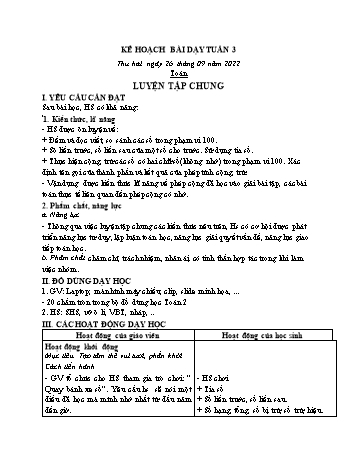 Kế hoạch bài dạy các môn Lớp 2 - Tuần 3 - Năm học 2022-2023 - Lương Thị Lý