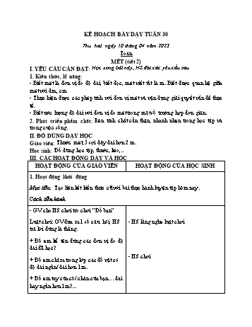 Kế hoạch bài dạy các môn Lớp 2 - Tuần 30 - Năm học 2022-2023 - Nguyễn Thị Minh Thúy