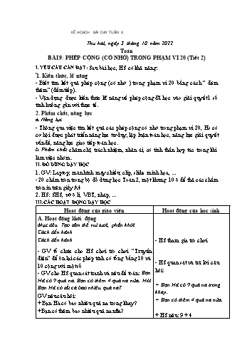 Kế hoạch bài dạy các môn Lớp 2 - Tuần 4 - Năm học 2022-2023 - Nguyễn Thị Minh Thúy