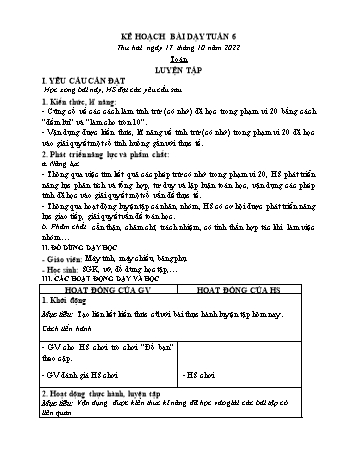 Kế hoạch bài dạy các môn Lớp 2 - Tuần 6 - Năm học 2022-2023 - Lương Thị Lý
