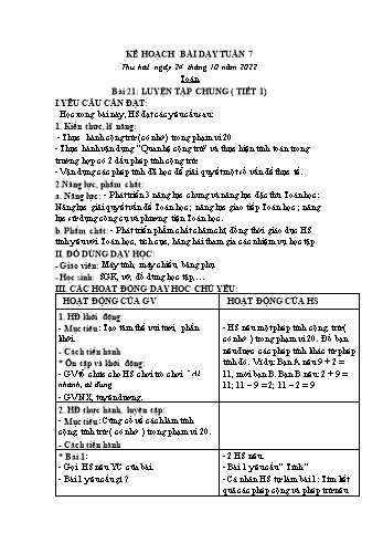 Kế hoạch bài dạy các môn Lớp 2 - Tuần 7 - Năm học 2022-2023 - Nguyễn Thị Minh Thúy