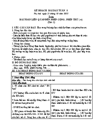 Kế hoạch bài dạy các môn Lớp 2 - Tuần 8 - Năm học 2022-2023 - Lương Thị Lý