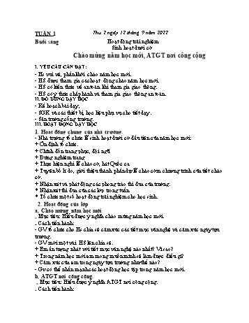 Kế hoạch bài dạy các môn Lớp 3 - Tuần 1 - Năm học 2022-2023 - Tống Trần Thăng