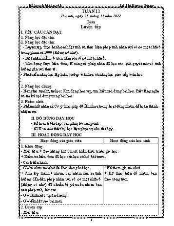Kế hoạch bài dạy các môn Lớp 3 - Tuần 11 - Năm học 2022-2023 - Lê Thị Hương Giang