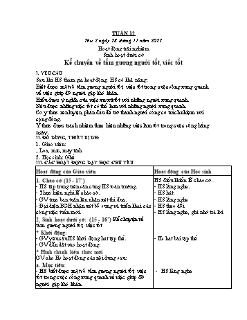 Kế hoạch bài dạy các môn Lớp 3 - Tuần 12 - Năm học 2022-2023 - Tống Trần Thăng