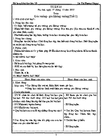 Kế hoạch bài dạy các môn Lớp 3 - Tuần 15 - Năm học 2022-2023 - Lê Thị Hương Giang