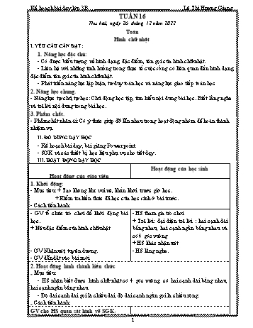 Kế hoạch bài dạy các môn Lớp 3 - Tuần 16 - Năm học 2022-2023 - Lê Thị Hương Giang