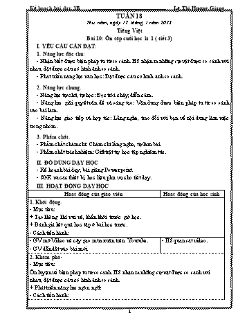 Kế hoạch bài dạy các môn Lớp 3 - Tuần 18 - Năm học 2022-2023 - Lê Thị Hương Giang