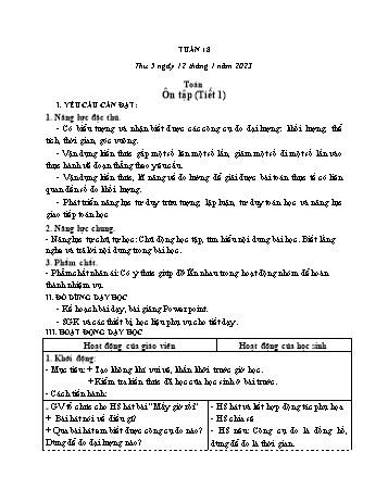Kế hoạch bài dạy các môn Lớp 3 - Tuần 18 - Năm học 2022-2023 - Tống Trần Thăng
