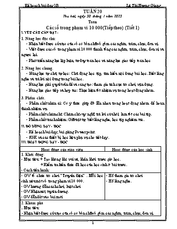 Kế hoạch bài dạy các môn Lớp 3 - Tuần 20 - Năm học 2022-2023 - Lê Thị Hương Giang
