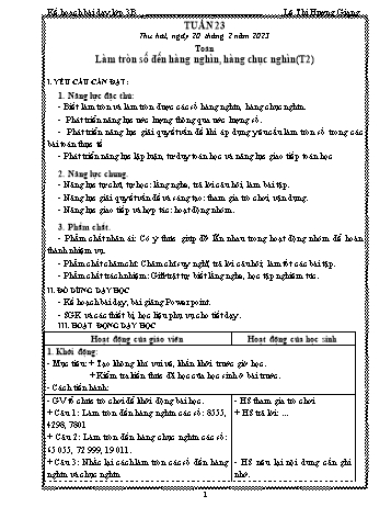 Kế hoạch bài dạy các môn Lớp 3 - Tuần 23 - Năm học 2022-2023 - Lê Thị Hương Giang